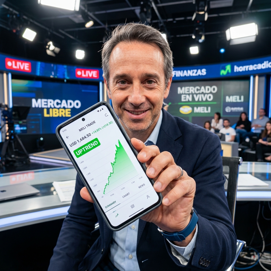 Marcos Galperin mostrando su celular en vivo